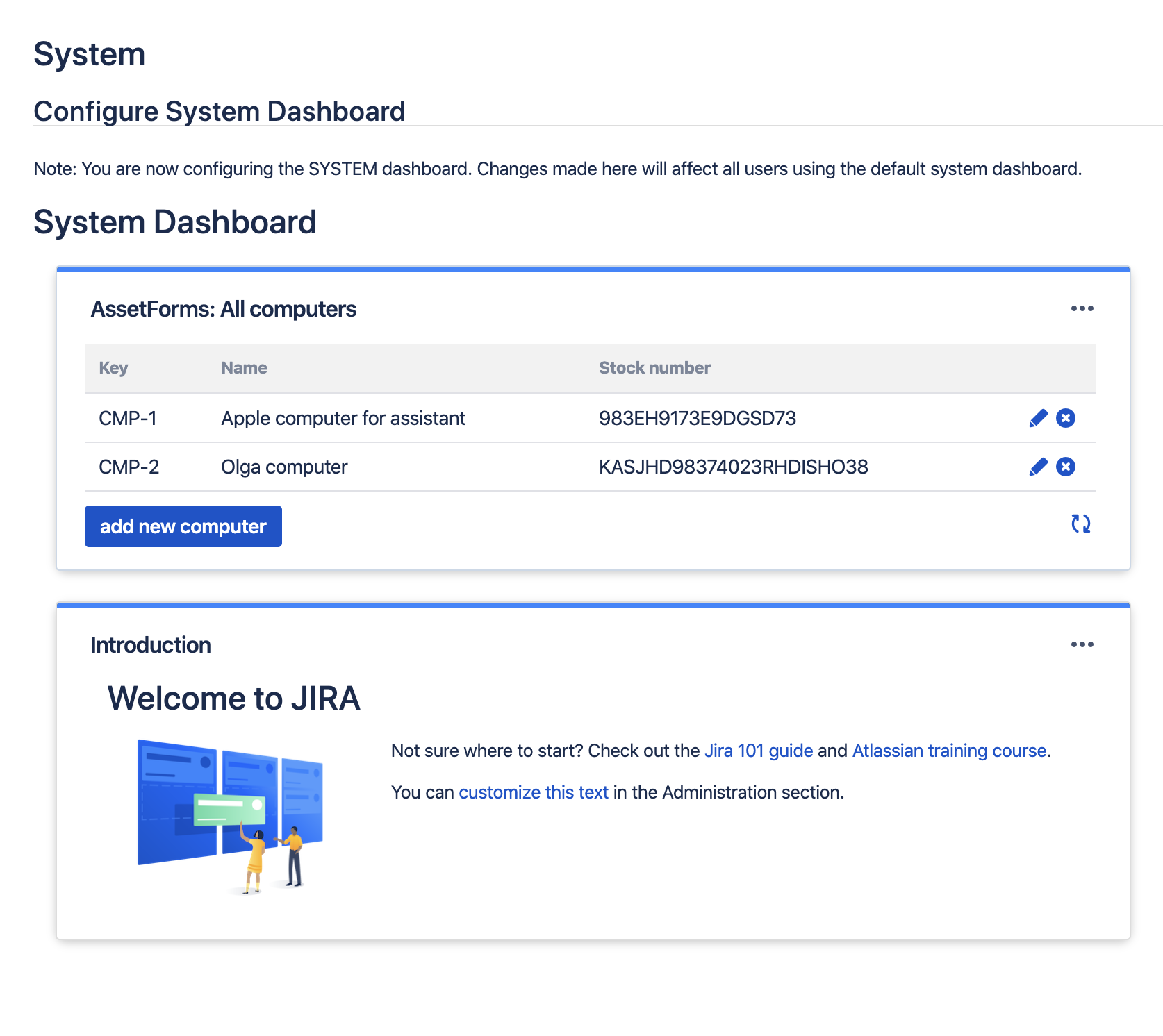 System Dashboard - Jira